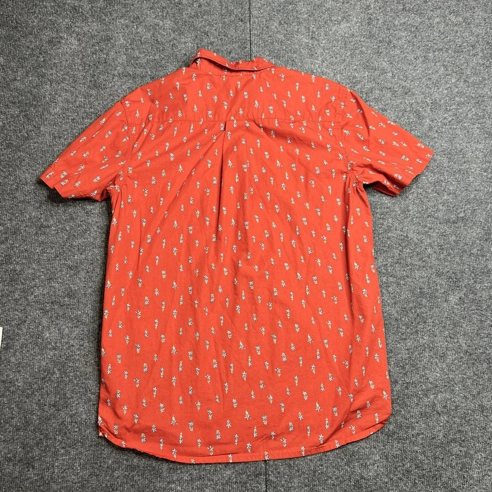 The North Face Baytrail Camp Shirt Mens Med Orange Floral Button Up Short Sleeve
